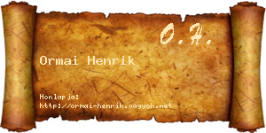 Ormai Henrik névjegykártya